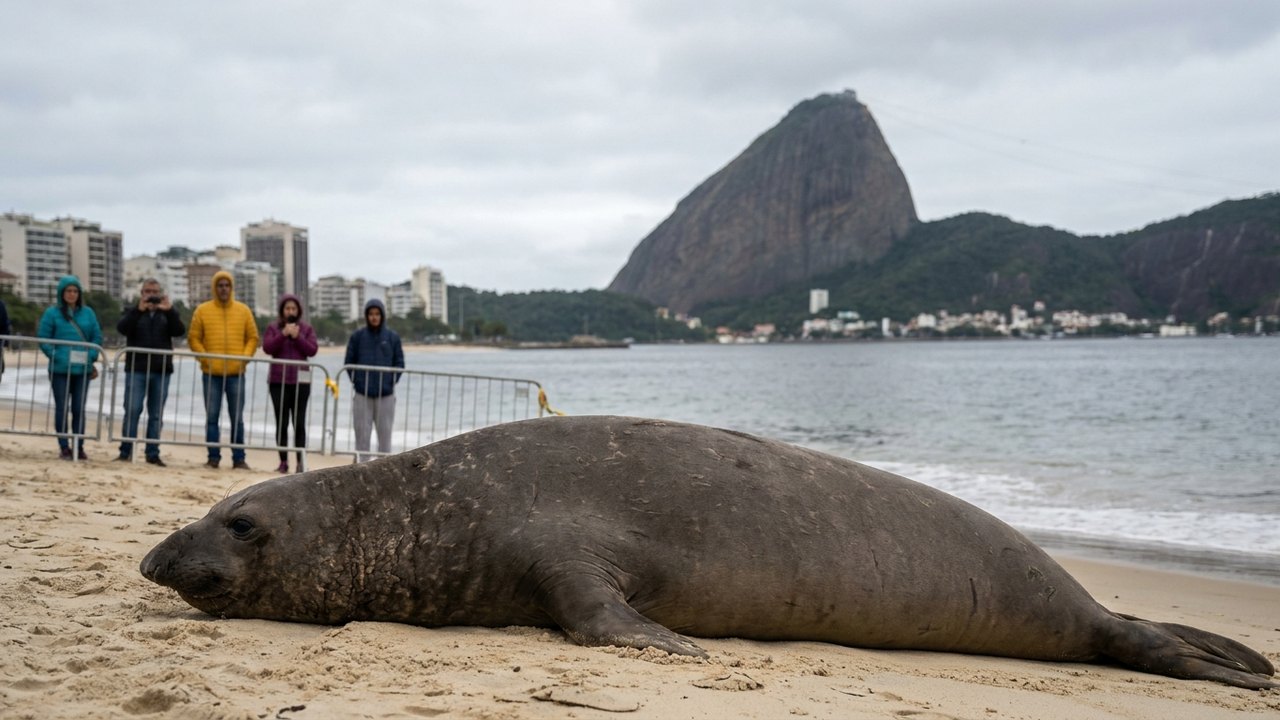 Elefante-marinho é visto na orla de Niterói