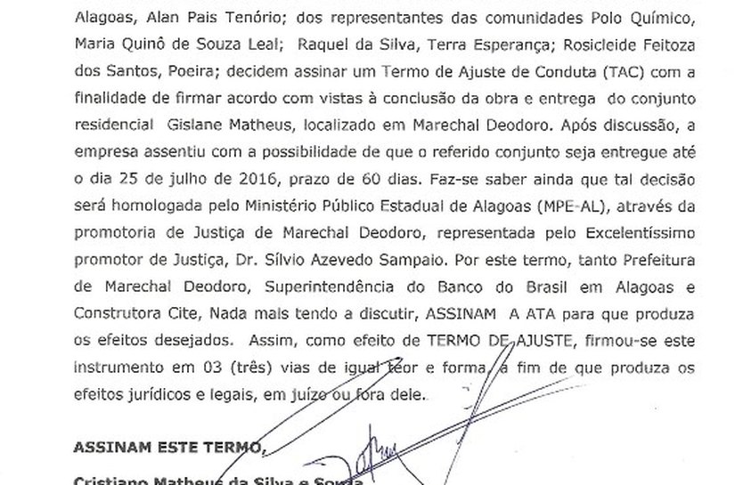 TAC garante entrega de conjunto no prazo estabelecido por construtora