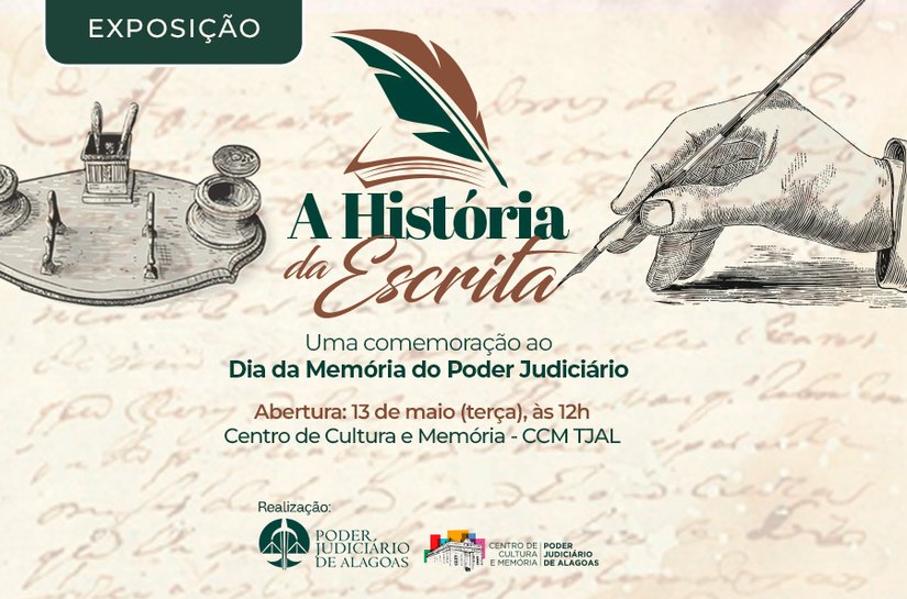 TJAL abre exposição 'A História da Escrita' na próxima terça (13), no Centro de Cultura e Memória