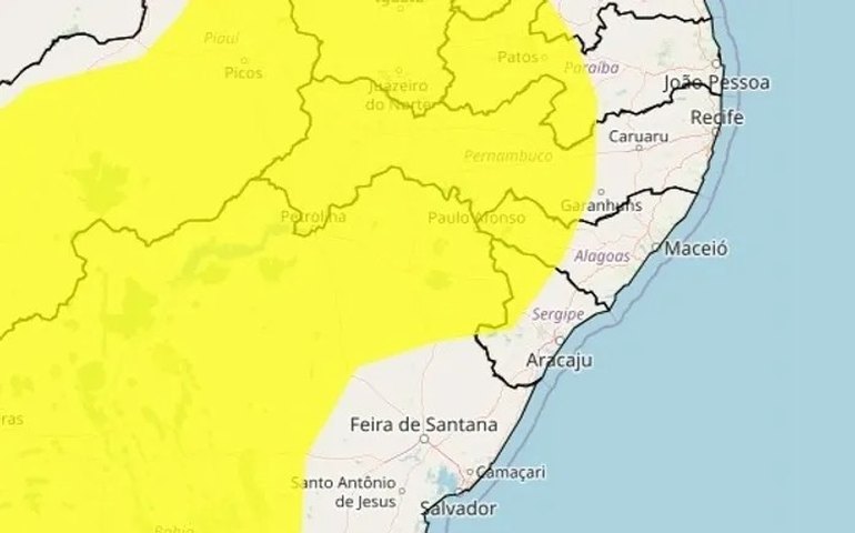 Inmet emite alerta de perigo potencial de baixa umidade do ar para 29 municípios do Alto Sertão de AL