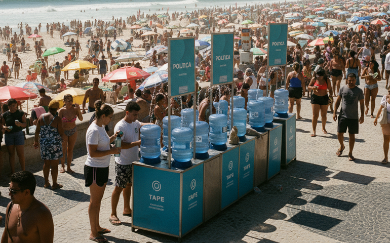 150 litros em uma hora: calor de 40°C no Rio enche praias e faz banhistas buscarem pontos de hidratação