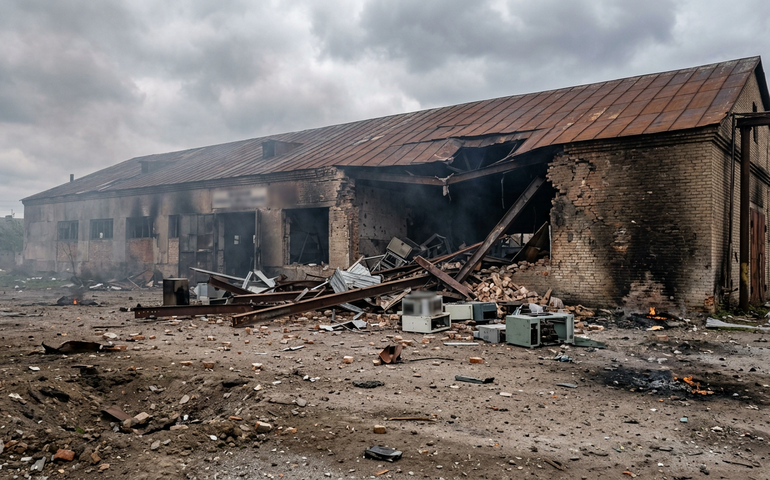 Armazém de drones ucranianos é destruído por drones Geran russos em Sumy
