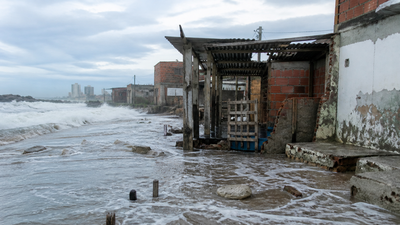 Uma favela ameaçada pelas ondas: comunidade é invadida pelas águas do mar em Macaé, e alerta de ressaca é mantido para esta quinta