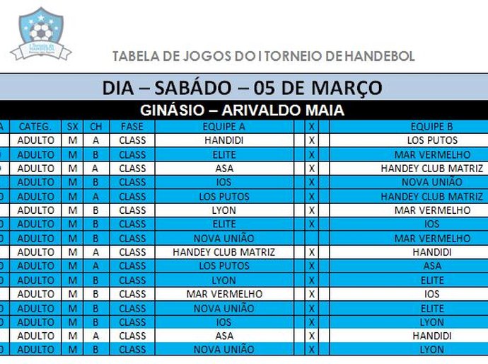 ASA estreia diante do Handey Club Matriz no Torneio Paraíso das Águas de Handebol