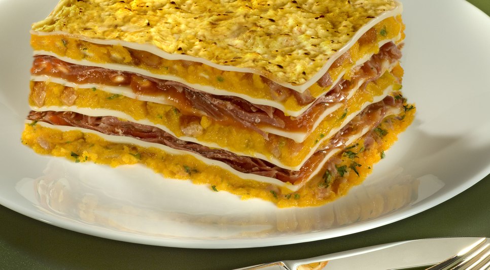 Lasanha de abóbora com carne seca 