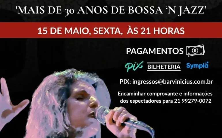 Sucesso de público, Thaís Fraga retorna ao Vinicius Show, em Ipanema, com o projeto “Mais de 30 Anos de Bossa n’ Jazz”