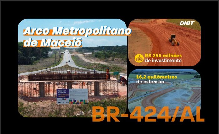 Projeto do Arco Metropolitano prevê a construção de três viadutos, sendo um no entroncamento com a BR-316/AL