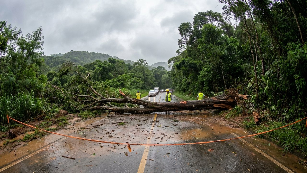 Chuva provoca quedas de árvores no Rio e interdita estrada no Norte Fluminense