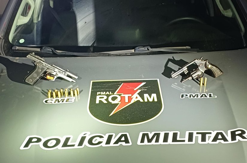Polícia Militar prende casal com armas de fogo após abordagem no Tabuleiro