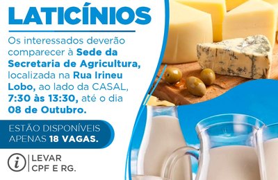 Abertas as inscrições para o curso de Laticínios em Piaçabuçu