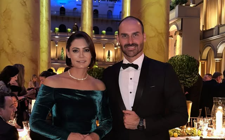 Michelle e Eduardo Bolsonaro não puderam entrar no Capitólio na posse de Trump