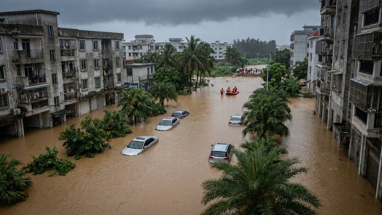 Chuva histórica deixa Hainan no caos: 616 mm em apenas um dia