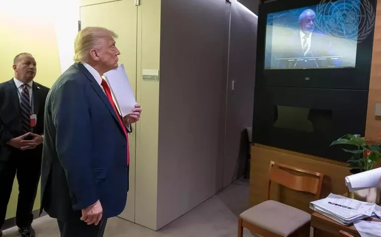 ONU divulga foto de Trump assistindo a discurso de Lula
