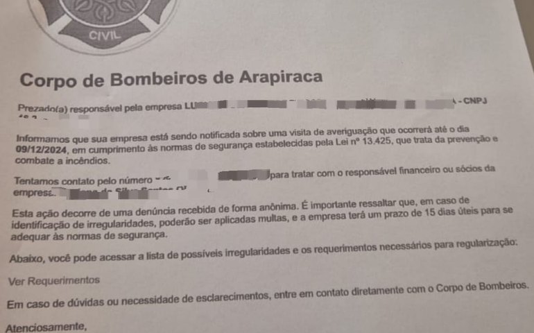 Sindilojas e Corpo de Bombeiros alertam para risco de golpe de falsa vistoria de segurança