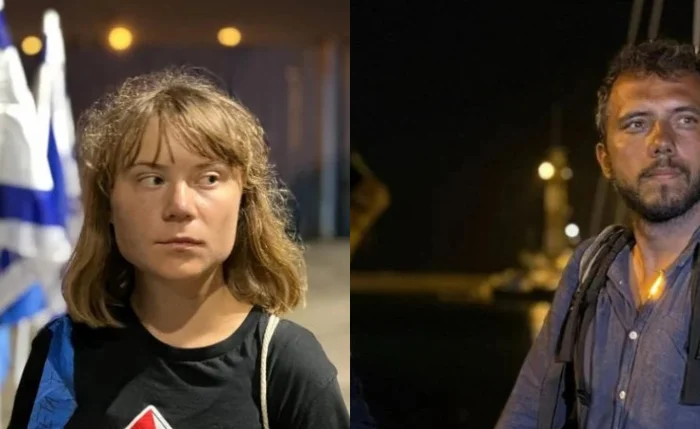 Greta Thunberg e Thiago Ávila em imagens feitas pelo governo de Israel Greta Thunberg e Thiago Ávila em imagens feitas pelo governo de Israel