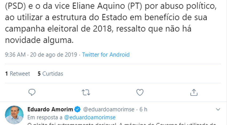 Eduardo Amorim no Twitter / Foto: Divulgação Redes Sociais