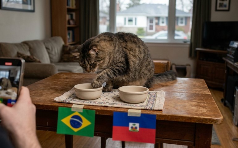 Gato “vidente” viraliza após prever empate do Brasil e faz novo palpite para jogo contra o Haiti