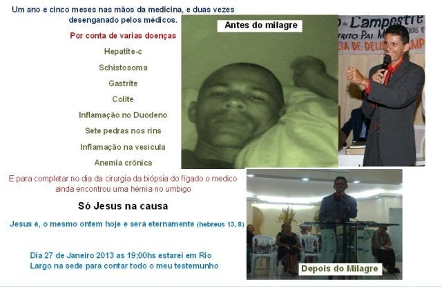 Pastor Hélio Cabral expôe parte do testemunho no Facebook
