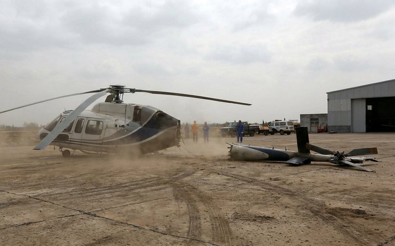 Helicóptero perde a cauda e gira no solo após pouso brusco na China