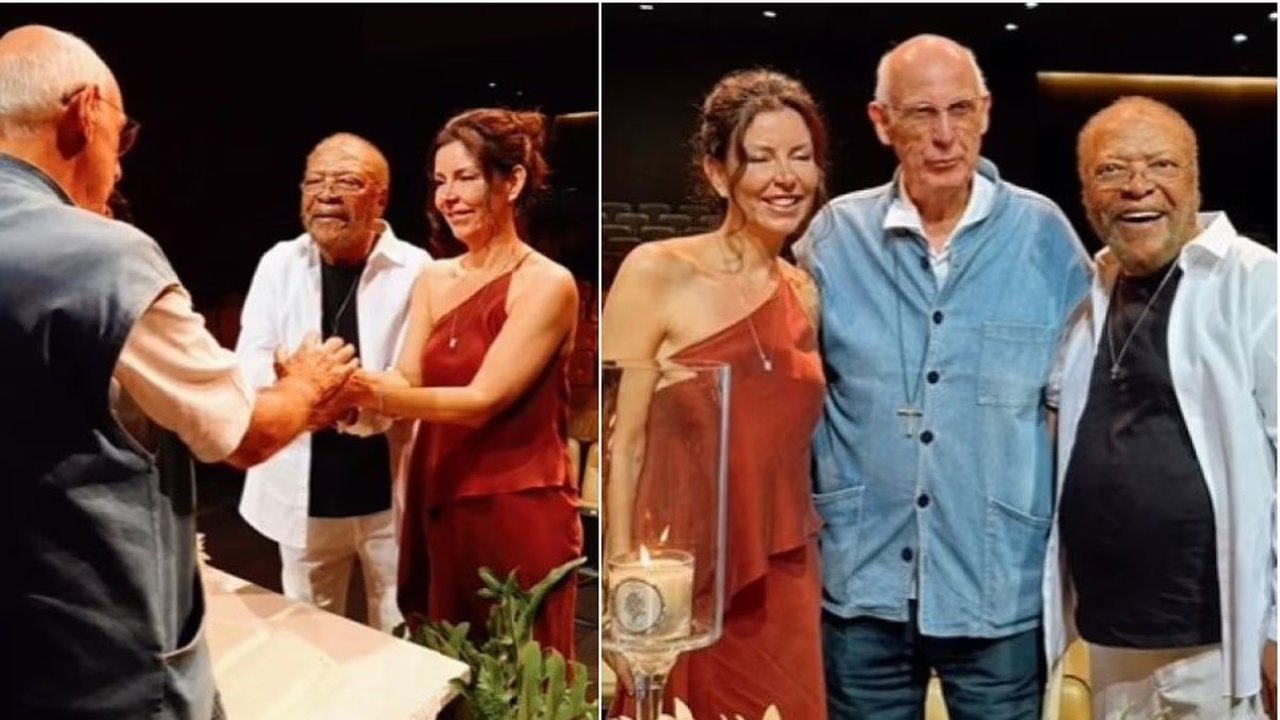 Martinho da Vila e Cleo Ferreira renovam votos de 30 anos de casamento em São Paulo