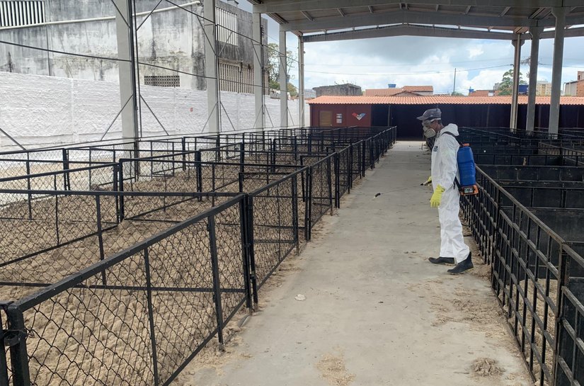 Fiscais da Adeal supervisionam desinfecção do Parque da Pecuária para a 75ª Expoagro