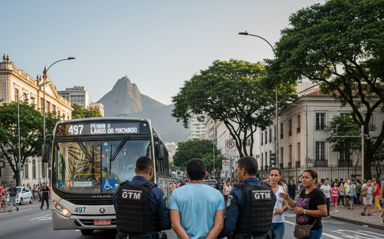 Guardas municipais prendem homem por importunação sexual em ônibus na Glória