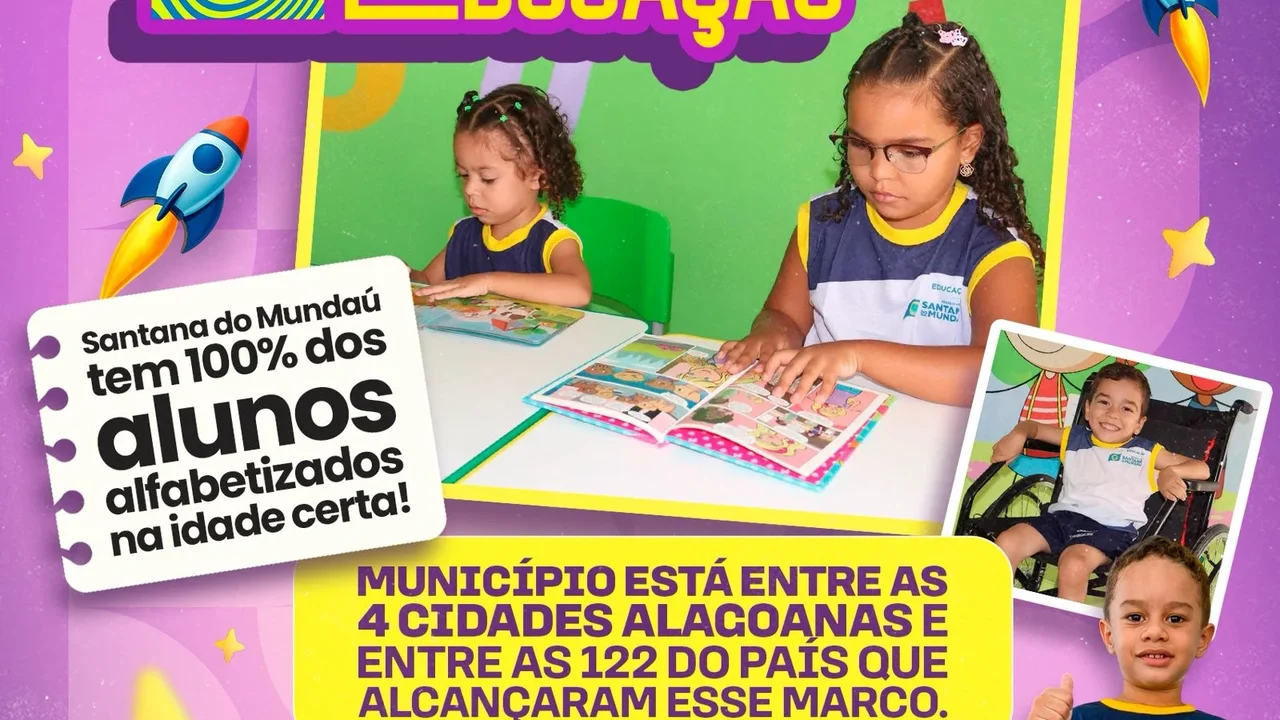 Santana do Mundaú tem 100% dos alunos alfabetizados na idade certa