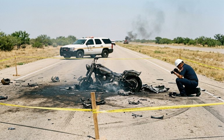 Acidente com motocicleta termina em explosão no Texas e fere motociclista