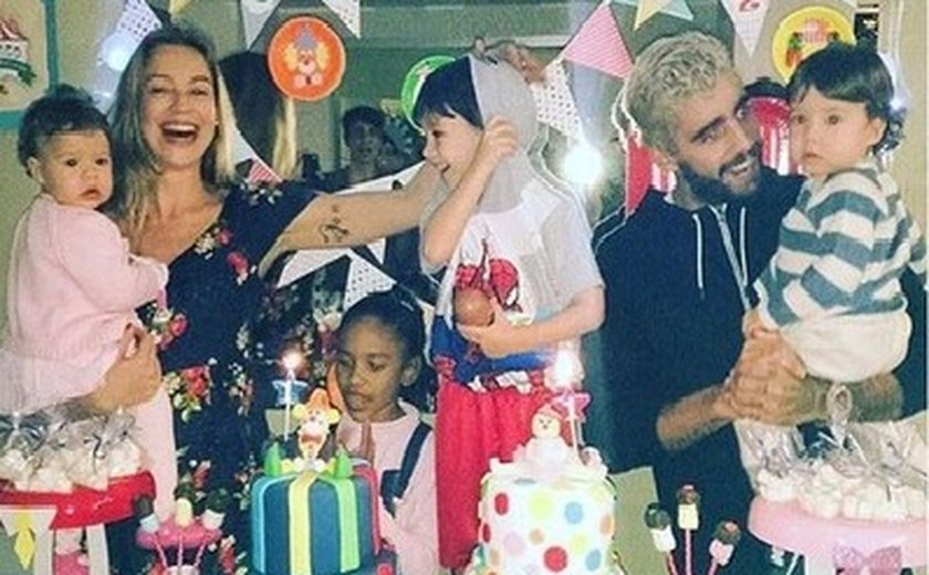 Pedro Scooby posta foto com Luana Piovani no aniversário dos gêmeos