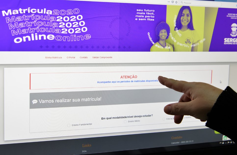 MATRÍCULAS ONLINE / Foto: Agência Sergipe de Notícias