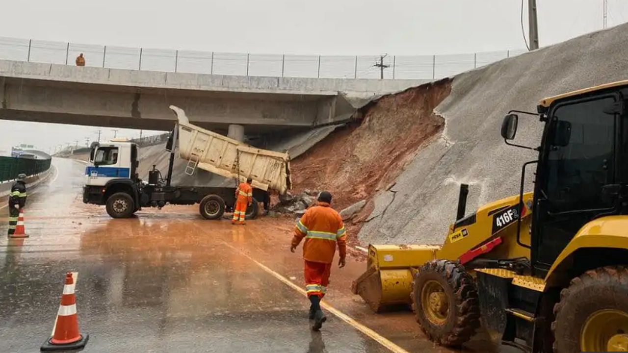 Trecho de obra inaugurada por Bolsonaro desaba no Rio Grande do Sul