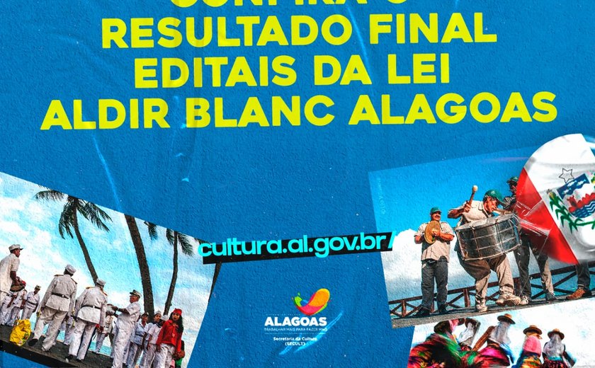 Secult divulga resultado final de cinco editais da Lei Aldir Blanc