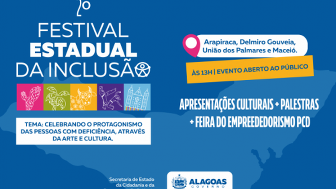 Maceió, Delmiro Gouveia, Arapiraca e União dos Palmares vão sediar 2º Festival Estadual da Inclusão