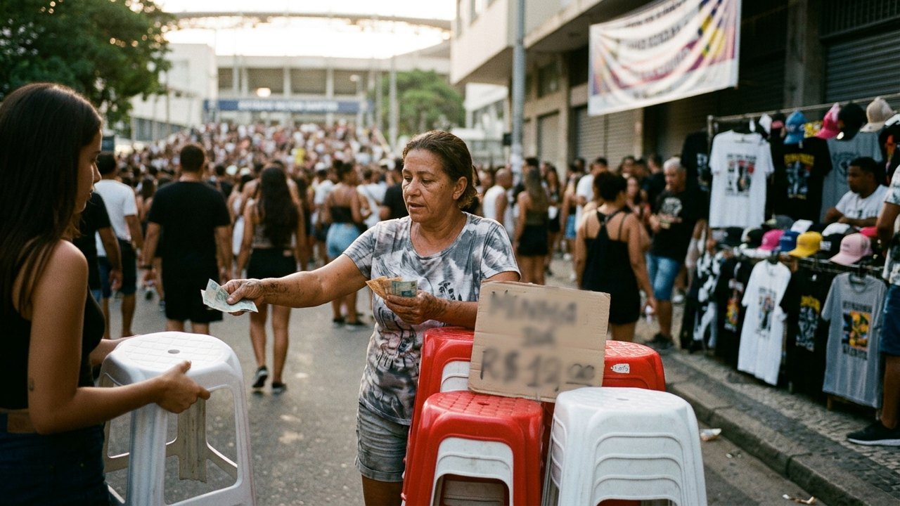 Shakira no Rio: vendedores cobram R$ 50 por banquinhos de plástico; veja itens mais vendidos