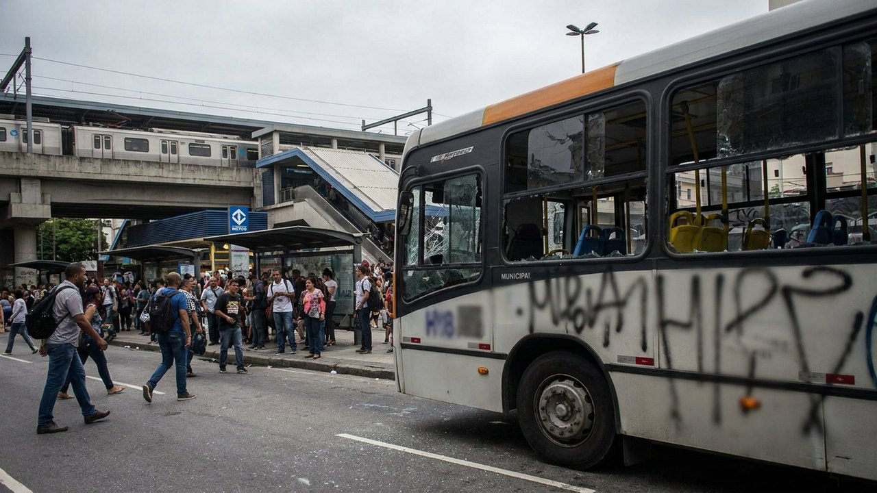 Greve de ônibus no Rio tem 25 coletivos vandalizados; trens e metrô reforçam operação