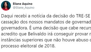 ELIANE AQUINO NO TWITTER / Foto: Reprodução Twitter