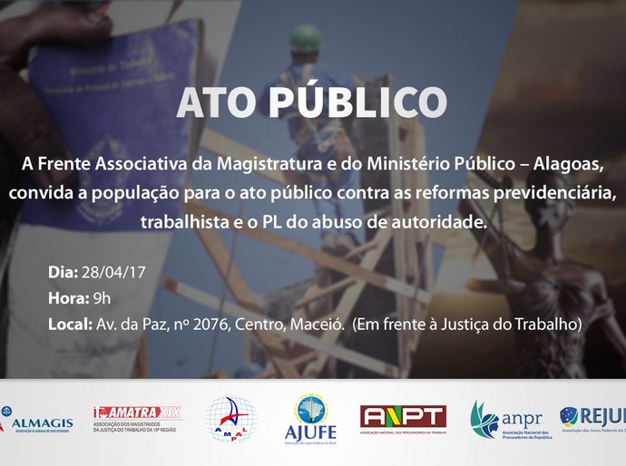Frentas/AL divulga nota contra reformas e ao PL do abuso de autoridade