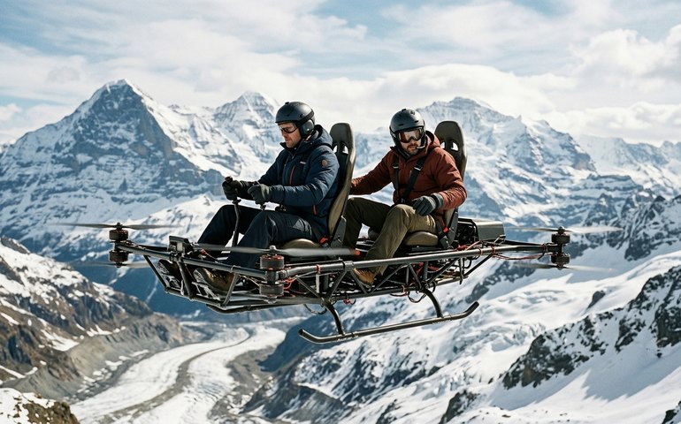 Dois homens sobrevoam Alpes suíços em 'tapete voador'