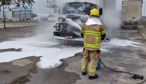 Incêndio atinge cabine de caminhão em Nossa Senhora do Socorro / Foto: Foto: Divulgação/CBMSE
