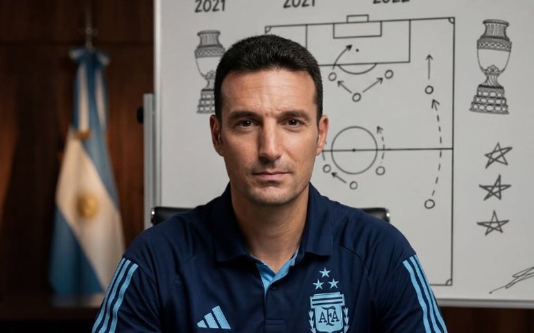 Scaloni minimiza preocupação com fadiga muscular de Messi: 'Notícias não são tão ruins'