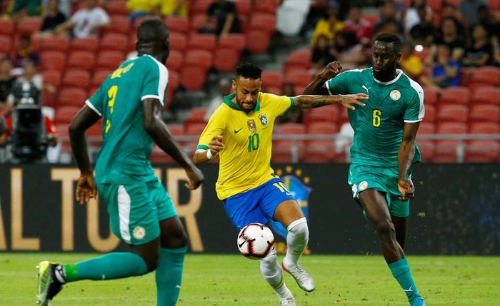 Neymar durante amistoso da Seleção Brasileira contra Senegal