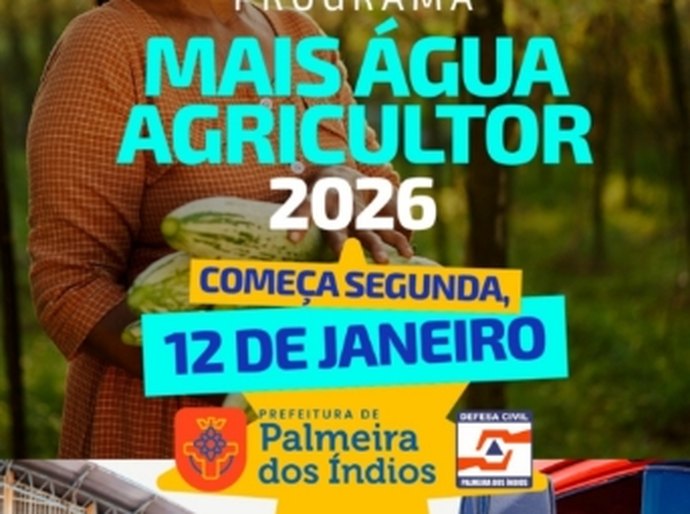 Prefeitura de Palmeira iniciará programa Mais Água Agricultor 2026 na próxima segunda (12)