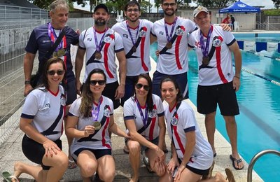 Jogos 2025: Servidores do MPAL dão show nas piscinas sendo medalhistas no ouro, prata e bronze