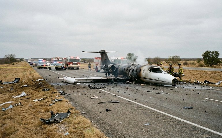 Jatinho particular cai em rodovia no Texas e deixa uma pessoa morta