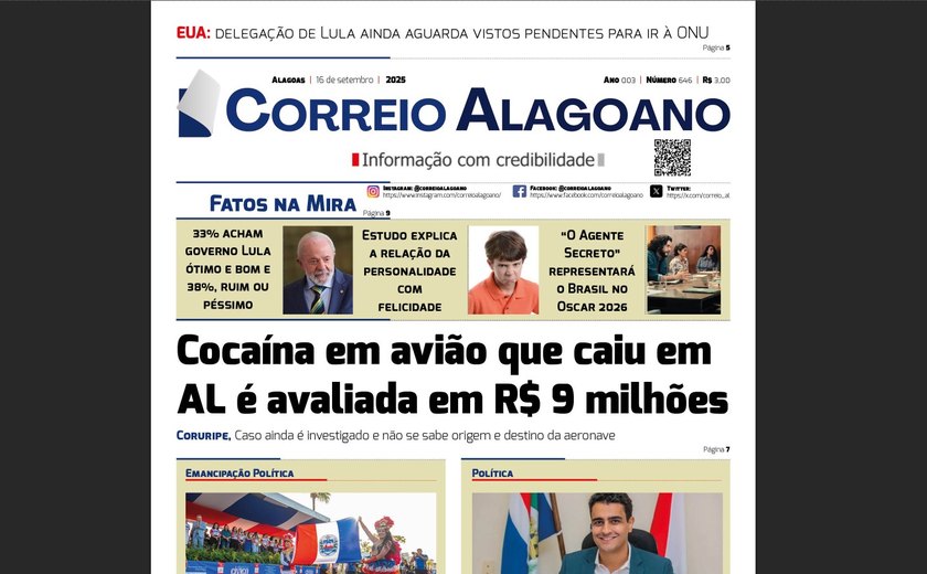 Cocaína em avião que caiu em AL é avaliada em R$ 9 milhões