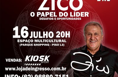 O ex-jogador Zico chega em Maceió na próxima terça-feira (16)