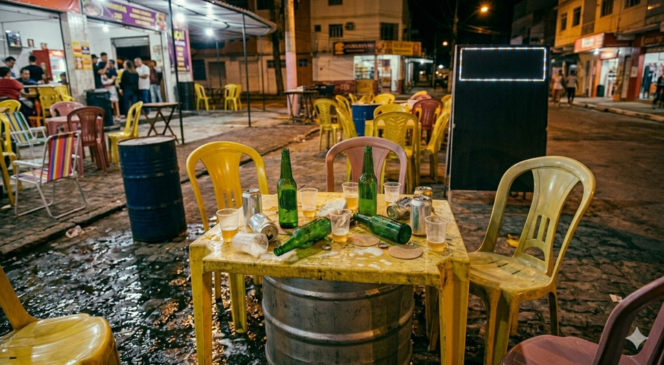 Disparos foram efetuados após discussão entre desafetos dentro de um bar / Foto: Imagem feita por IA