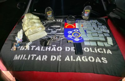 Polícia Militar apreende arma de fogo e drogas em abordagens no interior de Alagoas