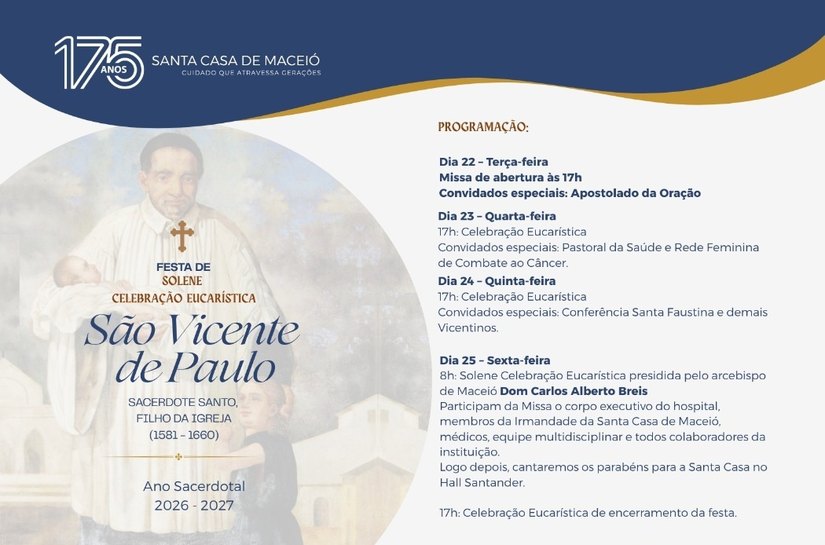 Santa Casa de Maceió celebra Festa de São Vicente de Paulo e encerra programação dos 175 anos da instituição