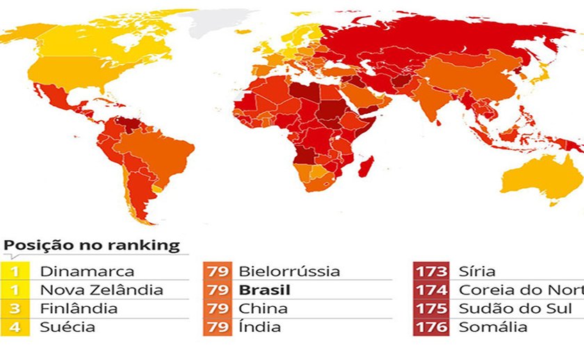 Brasil está em 79º lugar entre 176 países, aponta ranking da corrupção de 2016